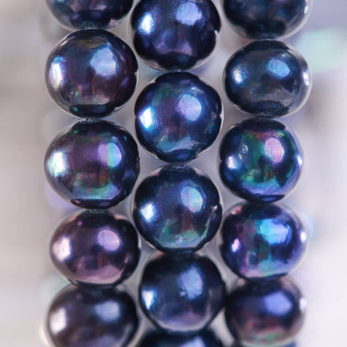 Bracelet en perles d'eau douce bleu nuit | Argent sterling 925